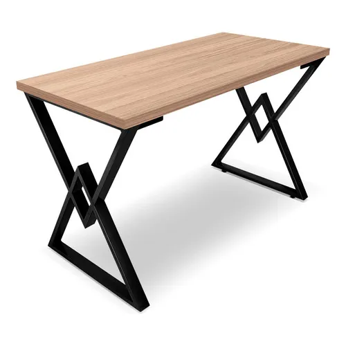 Mesa Ouro 1,00x0,60 Em Aço E Madeira P/ Escritório Cozinha Cor Preto/Jade