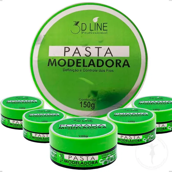 Kit 5 Pomada Profissional 3d Line 150g Controle Fios