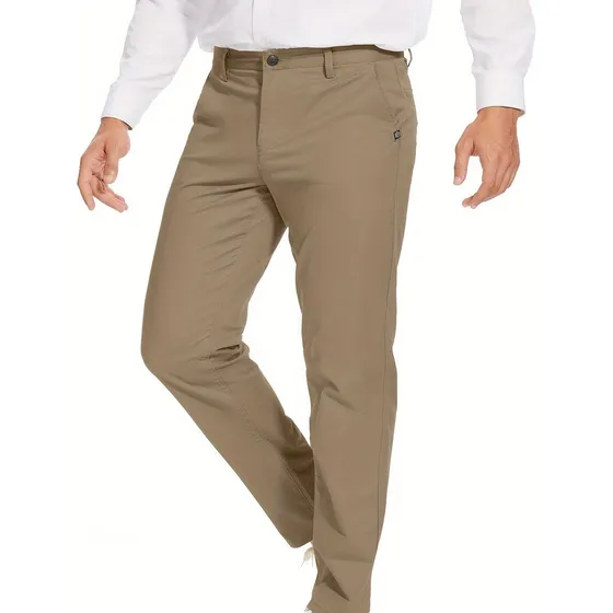 Calças Masculinas De Algodão Liso Com Bolsos