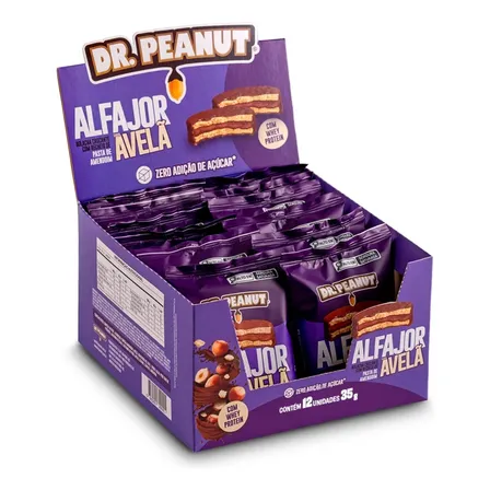 Alfajor Display C/12 Unidades De 35g Sabor Avelã Dr Peanut