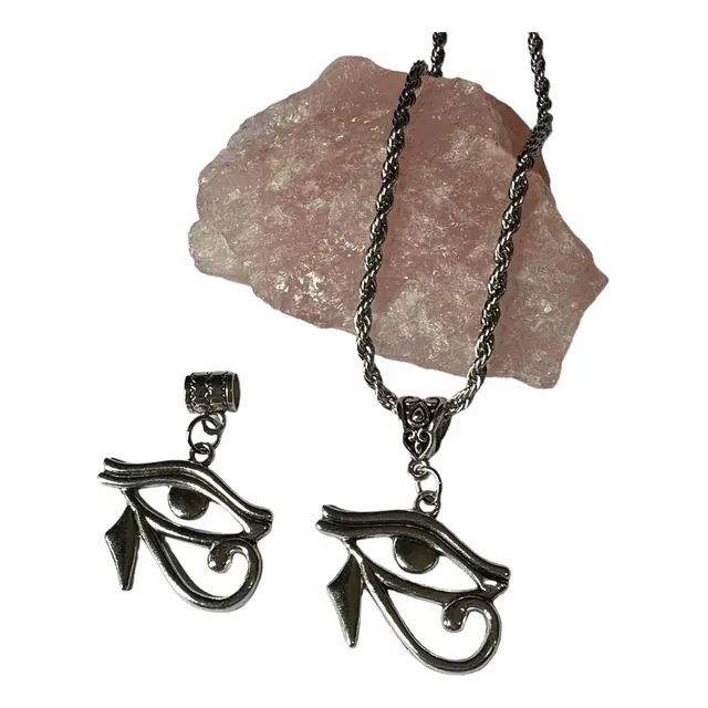 Dije Ojo De Horus Plata Tibetana Con Cadena Acero