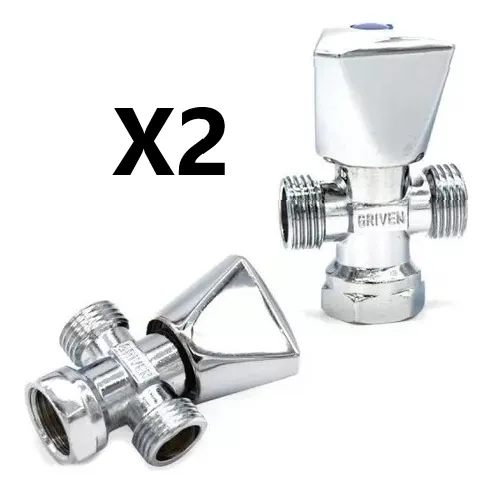 Llave Arresto Doble Metalica Baño Cocina Griven 