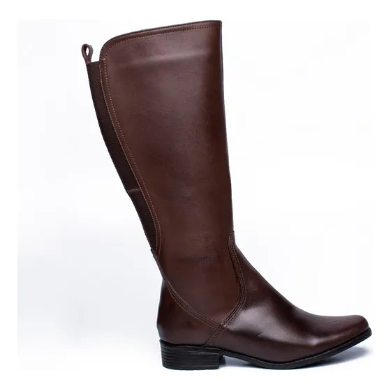 Botas Femininas Em Couro Rodeio Country Cano Alto Bico Fino