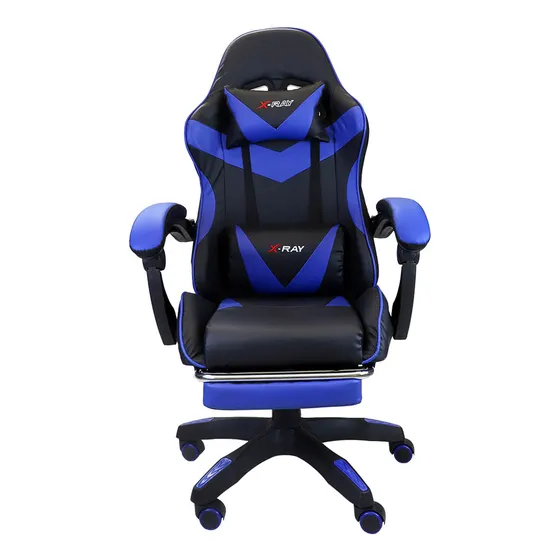 Cadeira Gamer X-ray Ergonomica Estofado De Couro Sintético Cor Azul