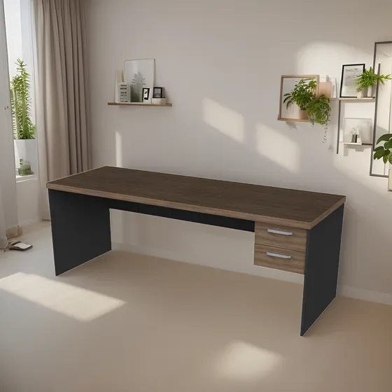 Mesa Escritório Escrivaninha 2x60 Tampo 40 Mm + 2 Gaveta
