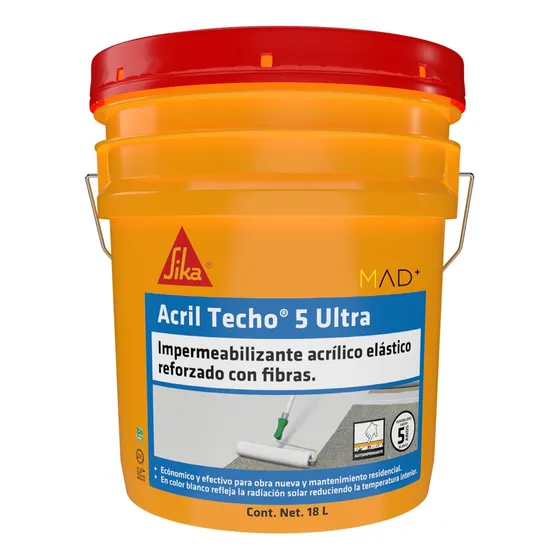 Sika Acril Techo 5 Ultra (18 L) Impermeabilizante Para Techo Blanco Mate