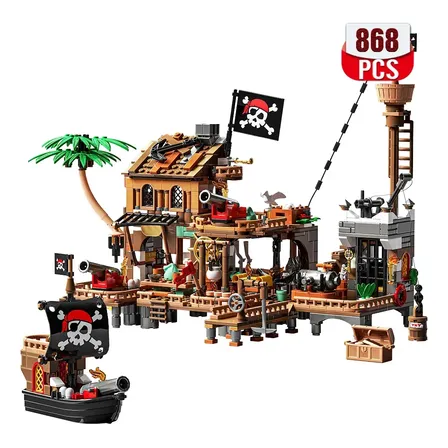 Jogo De Blocos Para Montar Navio Pirata