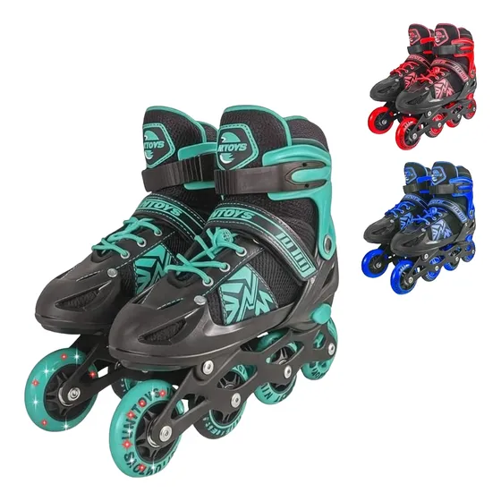 Patins Inline 4 Rodas Infantil Com Ajuste De Tamanho E Led