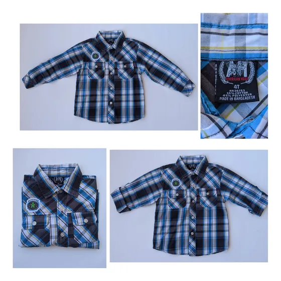 Camisa De Niño Casual O De Vestir Talla 4 Importada Marca Ah