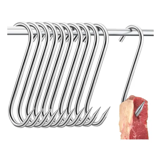 Pack 10 Gancho Carnicero 20cm Acero Inoxidable Para Colgar