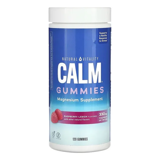 Natural Vitality Calm Suplemento De Magnesio 330mg 120 Gomitas Sabor Frambuesa Limon