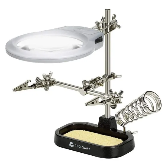 Tercera Mano Con Lupa, Iluminacion Led Y Soporte Para Cautin
