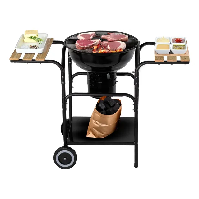Asador De Carbón Portátil 44 Cm Con Mesas Laterales Ac18ml