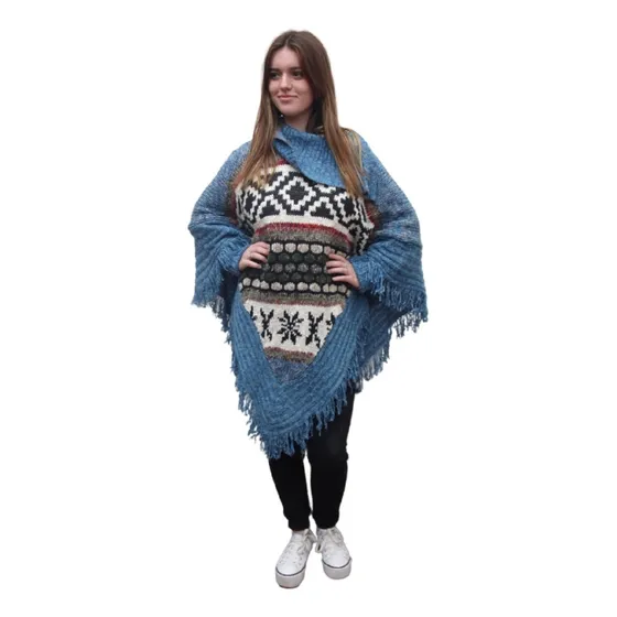 Poncho Con Mangas, Lana ,artesanal 