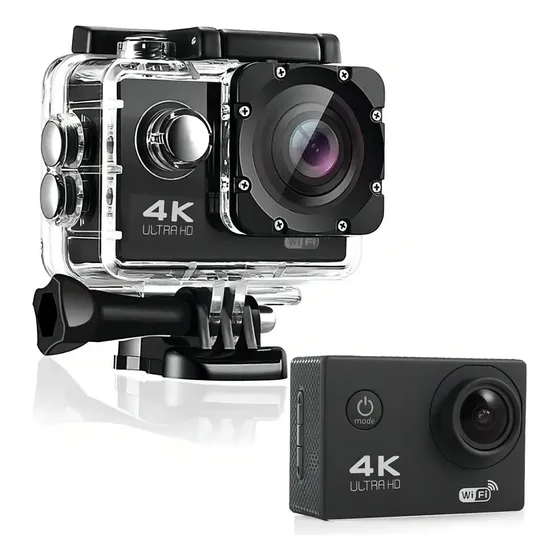 Mini Câmera Filmadora Sport 4k Wi-fi Hd 12mp Prova Dágua Cor Preto/Prata
