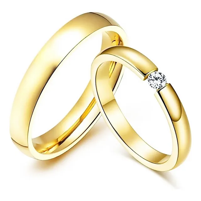 Argollas De Matrimonio Oro Laminado + Estuche Ref.04