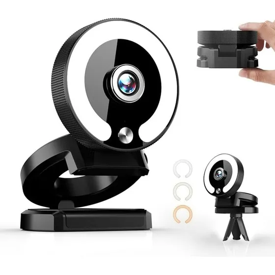 Cámara Web 4k Y Full Hd 25fps Con Micrófonos Negro Y Luz Led