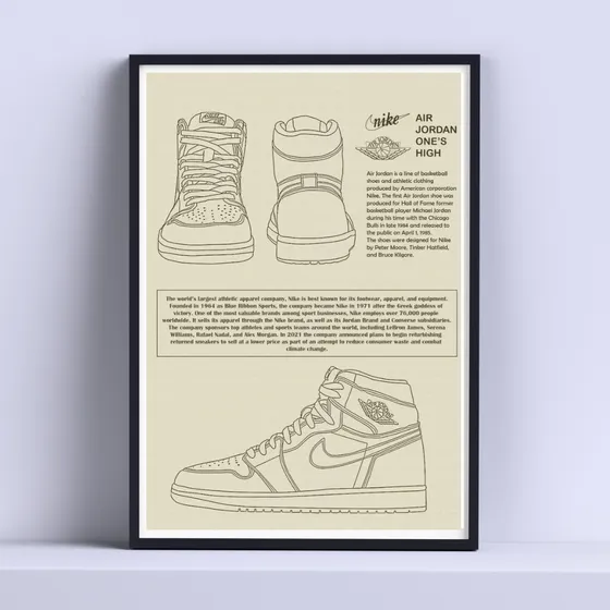 Cuadro Nike Air Jordan One Highs 30x40cm Listo P Colgar