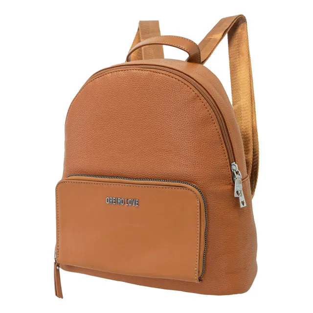 Mochila Dama Mujer Urbana Oreiro Love Cuero Ecológico Bolsillo Frontal Manija De Traslado Reforzada 17039 Suela