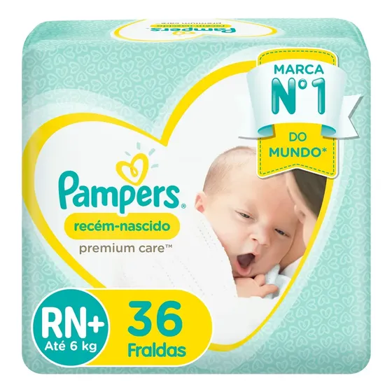 Fraldas Pampers Recém-nascido Tamanho Rn+ 36 Unid Até 6kg