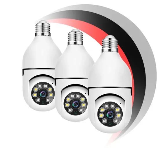 Kit 3 Câmera Ip Wifi Lâmpad Prova Dágua Cor Branco Wifi 360 Camera De Segurança Externa Chrome Technology Camera Lampada Wifi