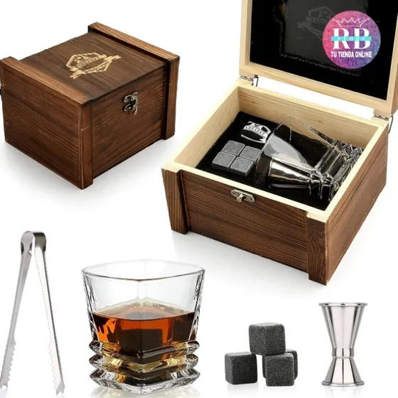 Set De Piedras Para Whisky Con Vaso
