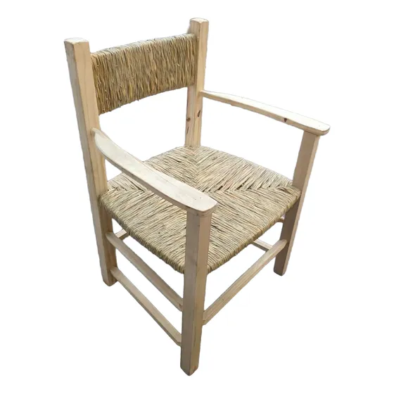Silla  Madera   Con  Asiento  Y  Respaldo   Junco  ,cabecero