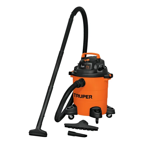 Truper ASP-06 aspiradora plastica para solidos y liquidos 6 gal color naranja y negro 110v