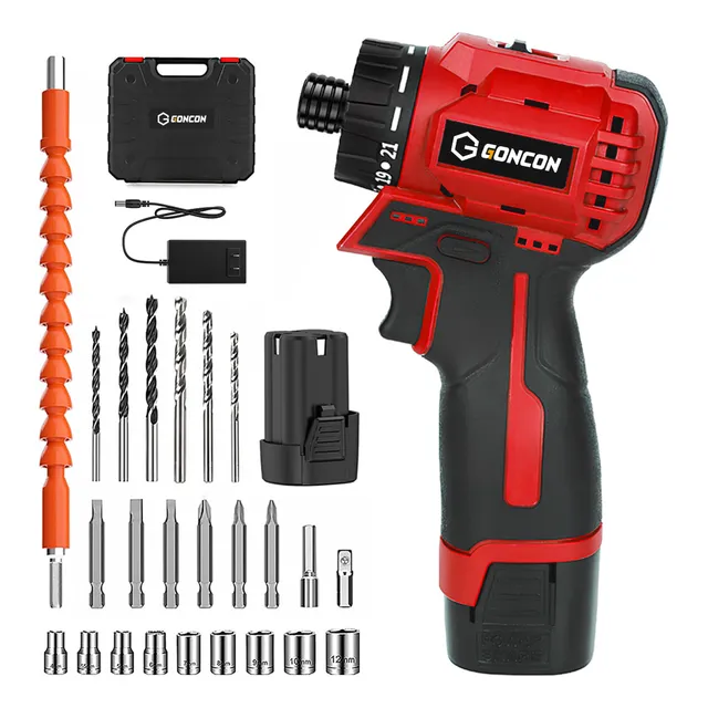 Goncon Atornillador de Impacto Inalámbrico de 16.8V 1.5Ah, Destornillador de impacto sin escobillas de 45 N.m, 2 velocidades y 1/4 de pulgada