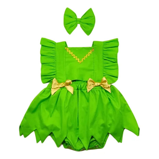 Romper Jardineira Roupa Bebê Temático Fadinha Sininho Menina