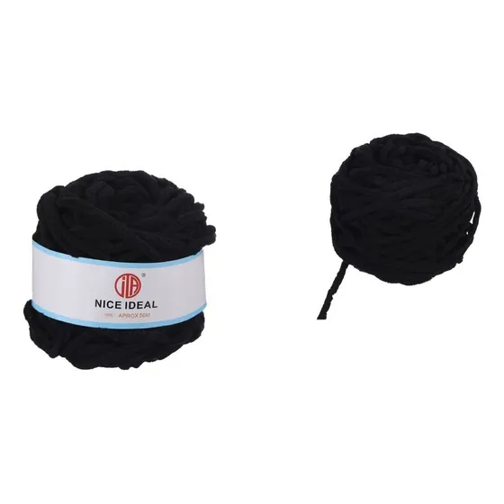 Lana Chenille 100grs. Pack 6. Unidades Color Negro