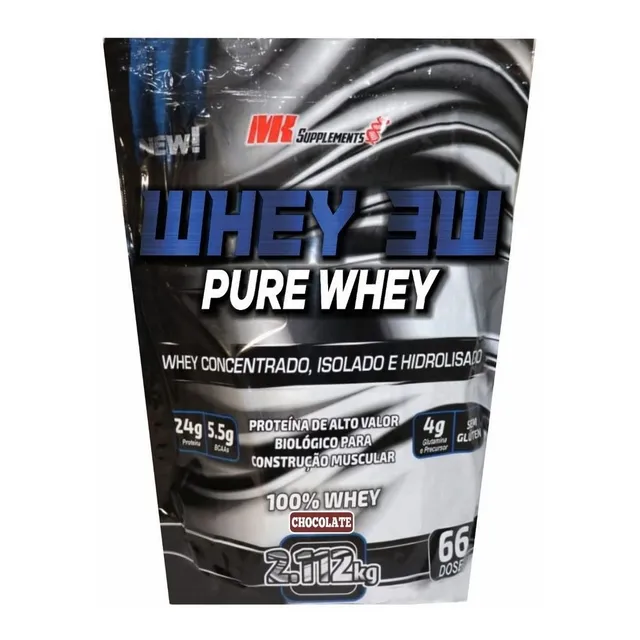 100% Whey Pure 2.112kg 3w Sabor Leite Ninho Mk Suplementos