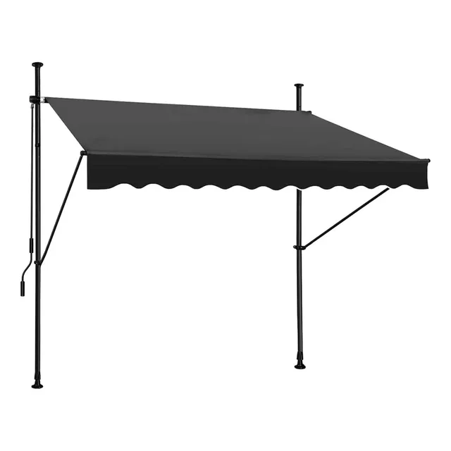 Toldo Retractil Para Puerta De Lona Ajustable Impermeable 3m Color Gris Tiandou