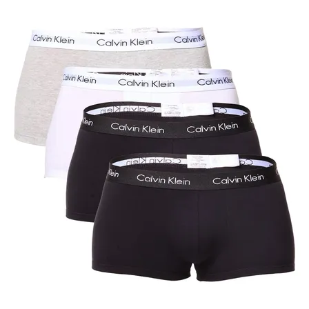 Kit 4 Cuecas Masculina Low Rise Trunk Algodão Calvin Klein Branco Preto E Mescla Liso Gg