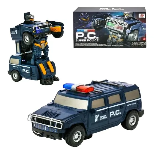 Juguete Patrulla Policia Transformer Robot Carro Luz Sonido 