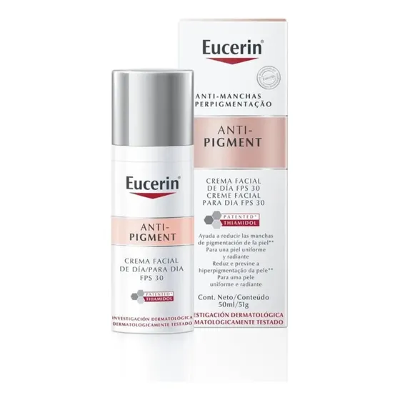EUCERIN Creme Facial Antimanchas Dia FPS 30 50ml, Anti-Pigment, Clareador, Thiamidol, Diurno