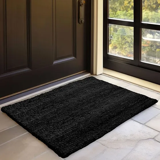 Alfombra De Yute Bucle 60x100 Cm Negra Premium