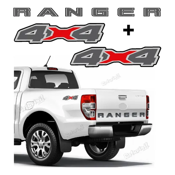 Kit De Calcomanias 4x4 + Ranger Para Batea De Ford Ranger