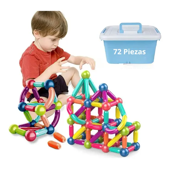 Juego De Construcción Bloques Bastones Magnéticos 72 Piezas