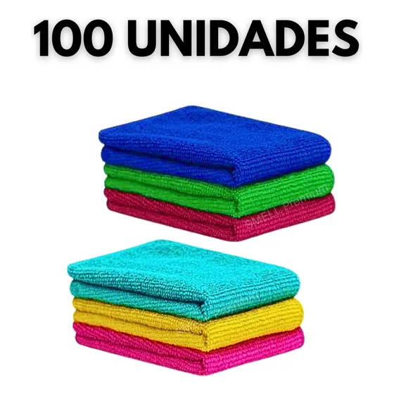 Caixa Com 100 Panos Toalha 30x30cm Microfibra Multiuso