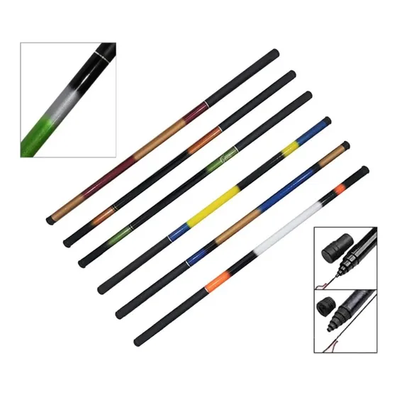 Kit 5 Varas Telescópica Mão Tilápia Fibra Vidro 2,10 Metros