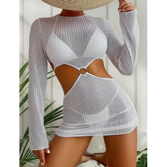 Shein Bikini Triangulo Con Vedetina Y Vestido Cover De Hilo