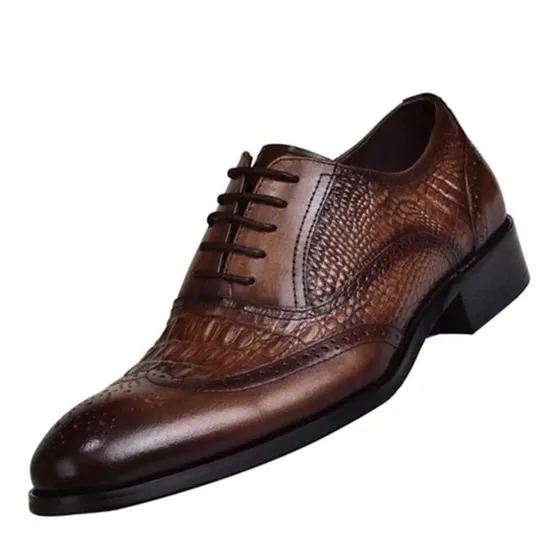 Oxford Zapatos Hombre Piel Estampado Cocodrilo