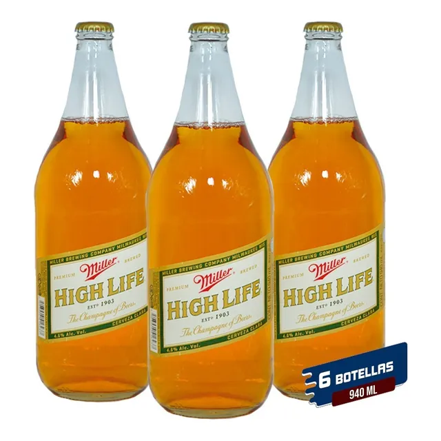Cerveza Miller High Life Caja Con 6 Botellas De 940 Ml