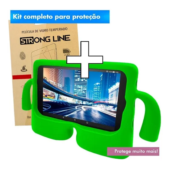 Kit Capa Capinha Tablet Amazon Fire Hd 7 Infantil + Pelicula