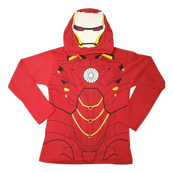 Franela Ironman Capucha Larga Super Héroe Personajes Niño Dc