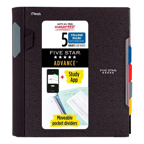 Cuaderno Advance Profesional Five Star 200 Hojas 5 Materias Color Negro