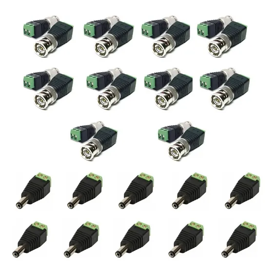 Kit Com: 20 Conector Bnc Borne E 10 Conector P4 Macho