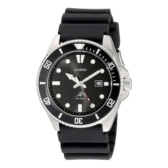 Reloj pulsera Casio MDV-106 con correa de resina color negro - bisel negro/blanco