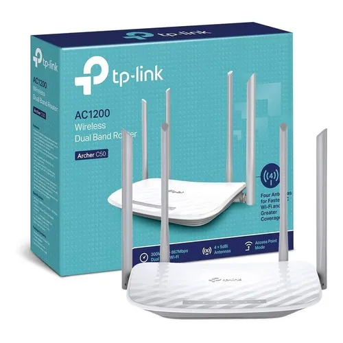 Roteador Tp-link Archer C50 Dual Band 1200mbps 4 Antenas Cor Branco 110V/220V